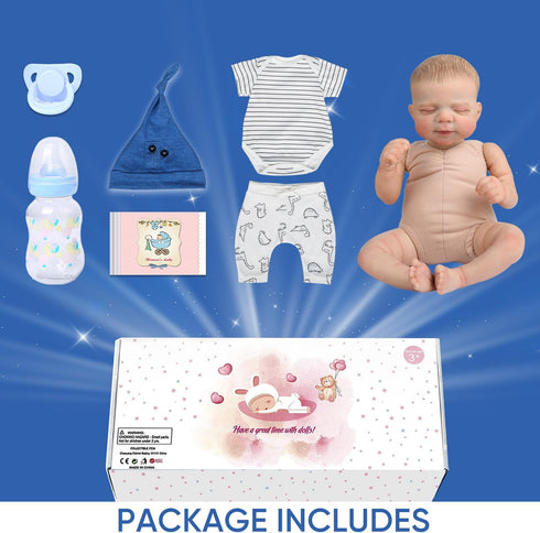 WOOROY Realistic Reborn Baby Dolls Boy, 18-Inch Newborn Baby Doll with Soft Cloth Body, Gift for Kids