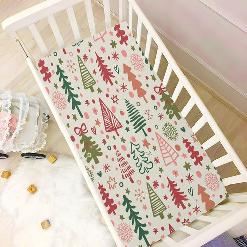 BOESI Crib Sheet, Unisex Crib Sheet, Soft and Comfortable for Standard Crib and Toddler Mattress, Christmas Tree
