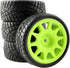 4PCS Off Road RC Cars Rubber Tires Set 12mm Hub Wheels Tires for HSP 94122 94123 94103 3850 3851 FW06 (Green)