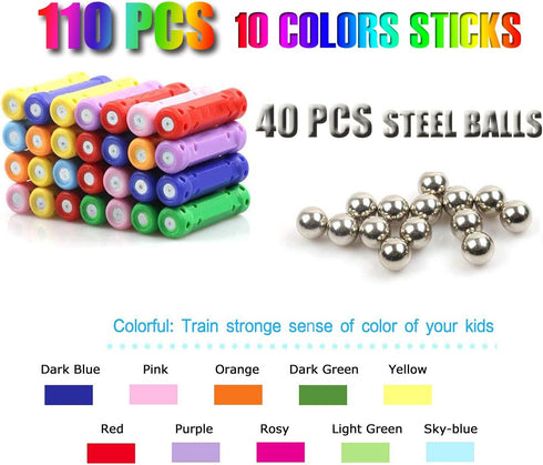 210Pcs Magnetic Building Sticks Blocks, STEM Educational Toys for Kids, 3D Construction Toy with Storage Bag