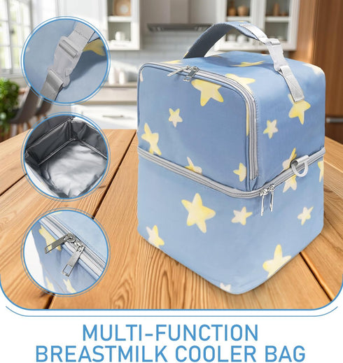 Generic Pack, Breastmilk Cooler Bag with Ice Large Insulated Breast Pump Bottle Storage, Portable Baby Bottle Cooler