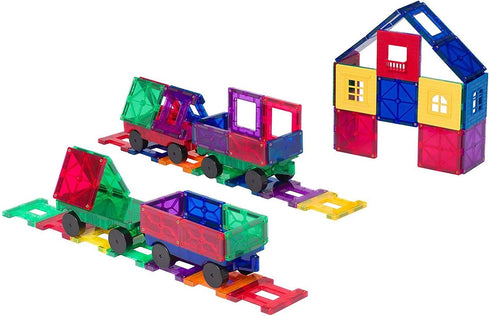 Set, 20 Set 4 Playmags Magnetic Tiles Train Piece Accessory Includes Trains, Stronger Magnets, Building Blocks Add-On