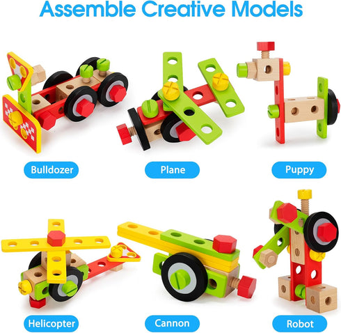 Set 3 4 5 44 Kids Tool Toy with Drill, Stem Montessori Toys for Years Old Boy Girl, Pcs Wooden Toddler Tool Kits Inc