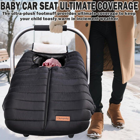 Youpinby Cozy, Winter Baby Car Seat Cover, Infant Carseat Canopy for Boys Girls, Cold Weather Warm Car Seat Covers