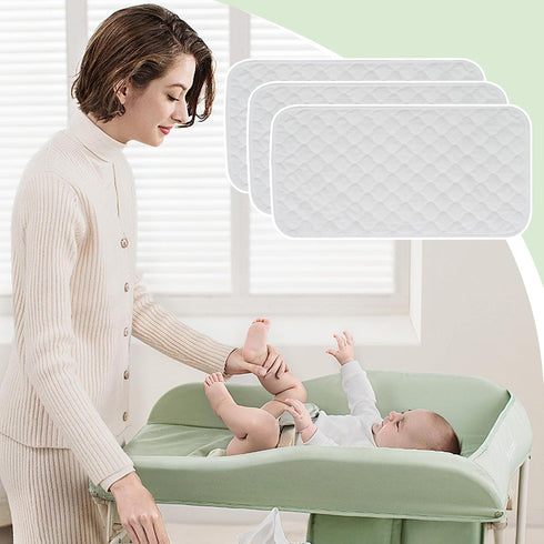 CNAFGBGG 3Pcs 27x14'' Diaper Changing Pad Waterproof Changing Mat Washable Reusable Cotton Travel Pad for Baby