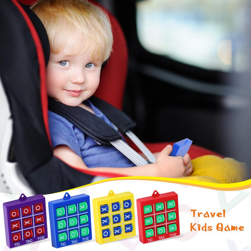 4 Pcs Travel Tic Tac Toe Mini Board Game Toys, 2 x 2 x 0.4 Inch, Retro Pocket Games for Kids