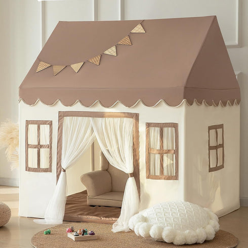 Kids Play Tent with Padded Mat, Large Playhouse for Kids Play House Indoor Castle Bed Tent for Toddler, Kid Toys