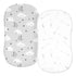 TILLYOU Baby Bassinet Sheets for Boys Girls, Fit Hourglass Oval Rectangle Mattress, 33”X16”, 2 Pack Grey Clouds
