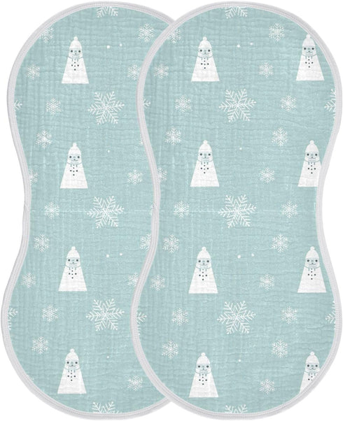 J JOYSAY Christmas Snowflakes Blue Baby Burp Cloths for Boys Girls Large 22''x11'' Cotton