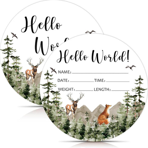 Yuzioey Birth Stat Sign for Newborn, Adventure Awaits Baby Announcement, Mountain Hello World