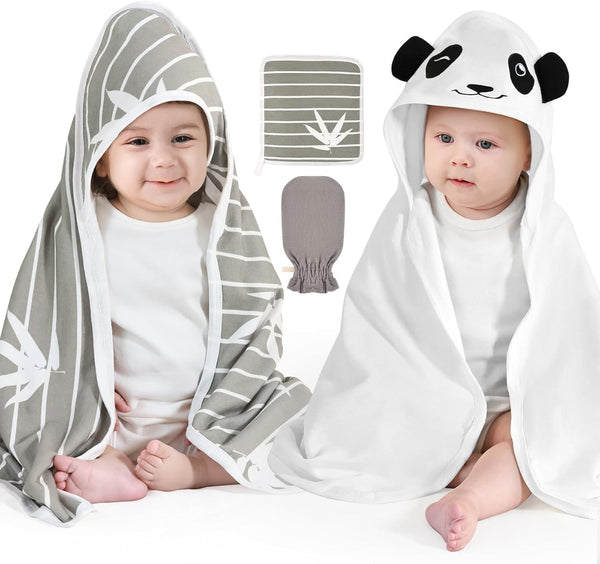 Hooded Baby Bath Towels Set of 2-4 Piece Bamboo Bath Essential Must