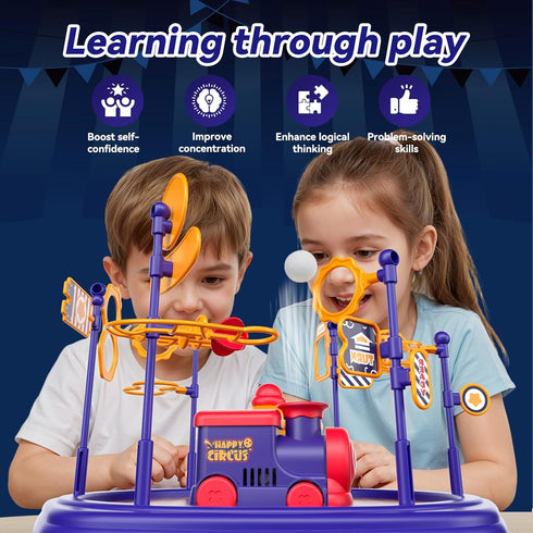 Set 4 5 6 7 8+ Electric STEM Toys Train for Kids, Floating Ball Science Toy with Adjustable Airflow, Hand-Eye