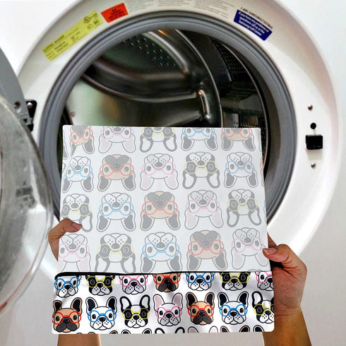 FLOCK THREE Washable Wet Bag Diaper Bag, Water Resistant Swimming Bag with Pugs Dog Print, 12.6'' x 16.5''