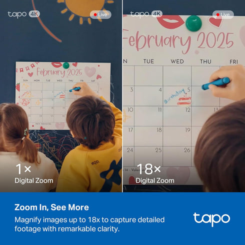 Tapo 4K 360 C260 Indoor Pan/Tilt Wired Security Camera - Works as a Baby Monitor, Person/Pet Detection, Facial