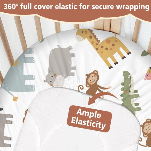 cidobi 1 32x16 Inch Pcs Baby Bassinet Sheet, Animal Theme Baby Bed Sheet, Soft and Comfortable Bed Sheets, Crib Sheets