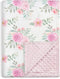 Floral Minky Baby Blanket 30 x 40 Inches for Girls, Soft Plush
