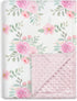 Floral Minky Baby Blanket 30 x 40 Inches for Girls, Soft Plush