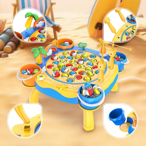 3 4 5 3-4, 45 4 Awsoo Fishing Game Toys for Year Old Boy, Toddler Toys Age Fishes and Fishing Poles Rotating Board Game