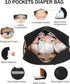 Quilted Diaper Tote with Laptop Compartment and Changing Pad