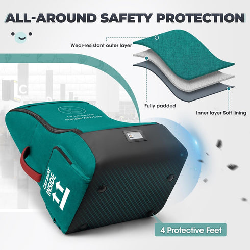 Backpack RAINSMORE Padded Car Seat Travel Bag for Airplane Heavy Duty Car Seat for Air Travel Baby Carseat Cover Bags