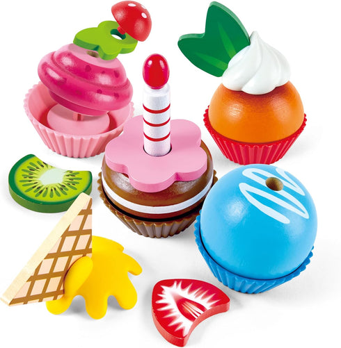 Hape Cupcakes | Colorful Wooden Cupcakes, ChildrenS Pretend Play Food Kitchen Toy