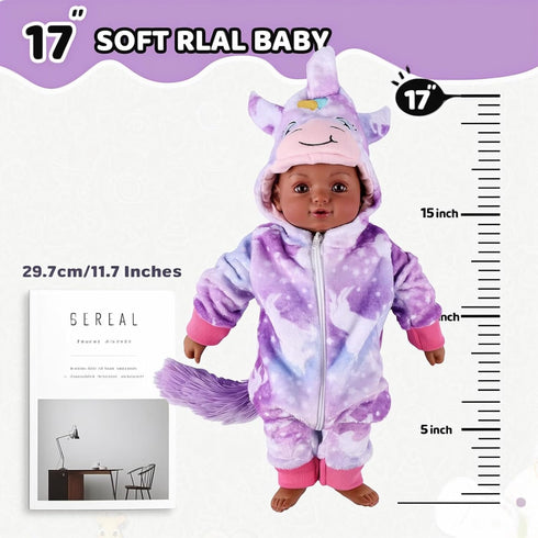 15 Inch 3+ BABESIDE Black Baby Dolls, Realistic Cute Soft Body Baby Doll Real Life Baby Dolls with Accessories for Year