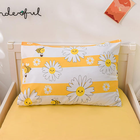 4 Set, Sets Btargot Pieces Ultra Soft Toddler Bedding Colorful Bees and Flower Pattern Stripe Comforter for Baby Girls