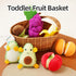 12M+, Playset 1 2 3 Toddler Pretend Play Food Toy Soft Plush Baby Montessori Fruit Basket, Kid Sensory Kitchen Grocery