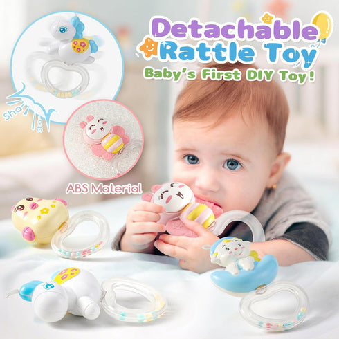 Mini Tudou Baby Musical Mobile Crib with Music and Lights, Timing Function, Projection, Take-Along Rattle and Music Box