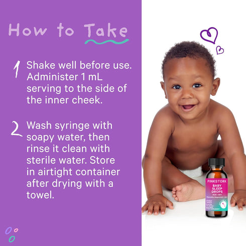 Pink Stork Baby Sleep Drops, 1 oz - Naturally Support Sleep for Infants, Toddlers, and Kids with Chamomile and Magnesium