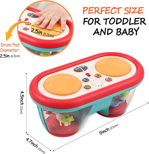 6-18 Tummy Baby Toys for Months, Musical Drum, Light Up, Time, Baby Gifts