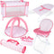 deAO Baby Doll Play Set, 6 Pcs Accessories for 12-14’’ Baby Doll with Crib, High Chair, Play Mat