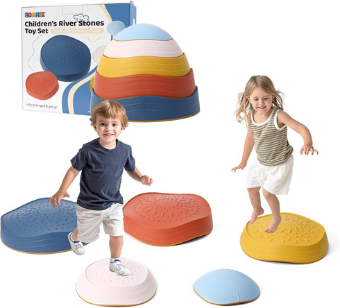 Balance Stepping Stones for Kids - 5pcs Vibrant Nature-Themed Sensory Toys for Indoor & Outdoor Balance Play