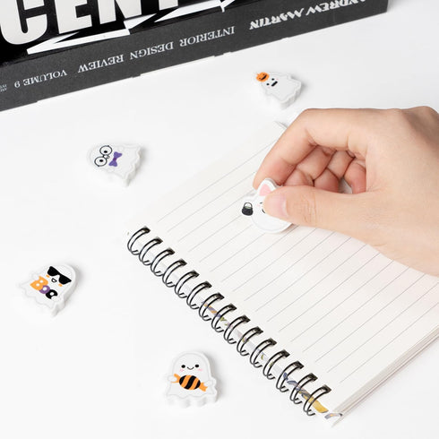 ANGOLIO 60Pcs Halloween Ghost Mini Erasers, Spooky Ghost Pencil Rubber Erasers for School Classroom Rewards