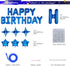 Blue Happy Birthday Balloons Banner, Mylar 3D Foil Letter Banners & 6 Star Balloons, 3-in-1 Party Decorations for Kids