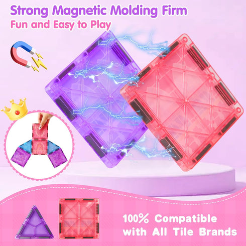 3-5 4-8 3 4 5 6 7 8 9+ Tsomtto Magnetic Tiles for Girls - Princess Magnetic Blocks Building Toys for Kids Ages Toddler