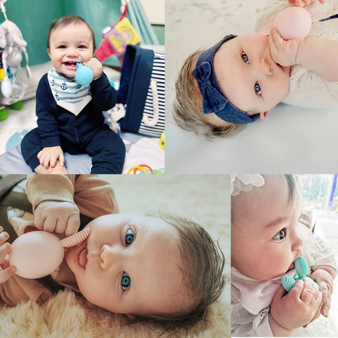 Baby Teething Toy - Easter Bunny Infant Teether Rabbit Egg Rattle for Teething Pain Relief, Mint Color