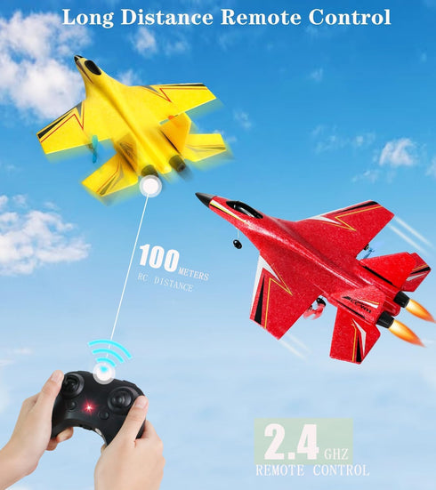 2 Remote Control Airplane for Kids, Channels Foam RC Planes Jet Wireless Toy,Hobby RC Glider Aircraft for Beginners