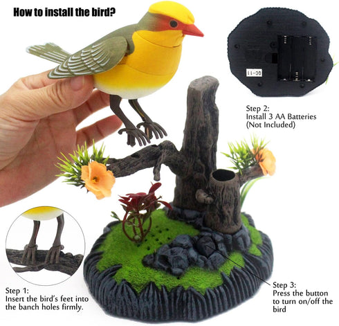 Tipmant Cute Electronic Pets Simulation Sparrow Bird, Move Chirp Pen Holders, Office Home Decor Ornament