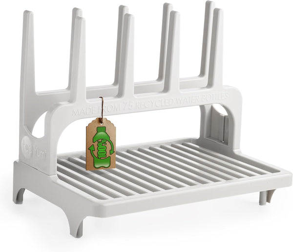 PopYum Seattle Gray Space Saving Drying Rack from 100% Recycled Bottles, countertop