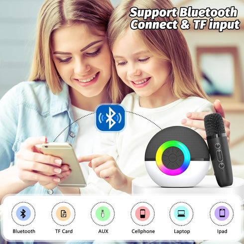 goopow 3 4 5 6 7 8+ (Black-2 Mini Karaoke Machine Speaker for Kids Adults, Portable Bluetooth Microphone Song Toys
