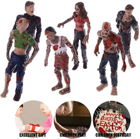 6 Pcs Zombie Dolls Action Figures, Walking Dead Toys for Halloween Party Decorations, Gifts for Kids