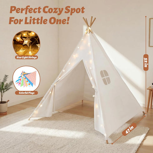 wilwolfer Kids Teepee Tent for Girls or Boys with Carry Case, Foldable Play Tent for Toddler Suit for Indoor