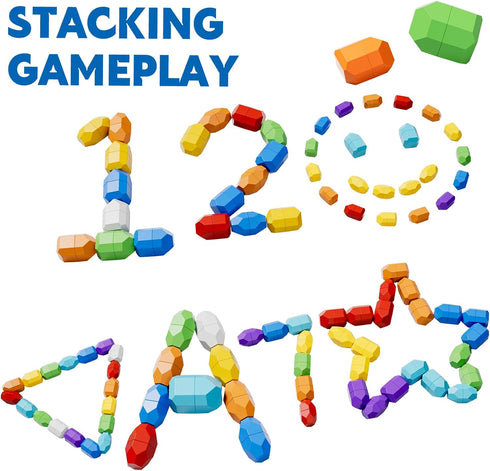 50 1-3 2-4, 1 2 3 4 1-2 2-4 Lucky Doug PCS Extra-Large Stacking Rocks Toys for Age Safe Montessori Stacking Building