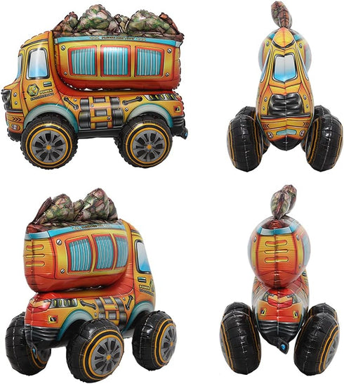 RUIANSI 4D (3D Self standing Aluminum foil balloon toy armed forces digger engineering vehicle children birthday