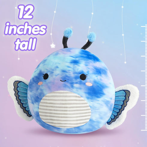 Houwsbaby 12” Butterfly Stuffed Animal - Blue Plush Pillow, Squishy Toy for Kids Birthday Festival Presents