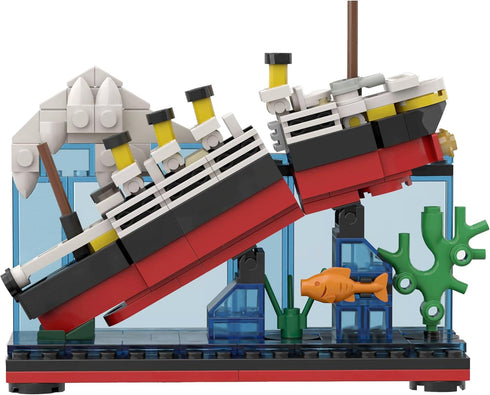 247 PCS MOC RMS Cruise Sank Titanic Break in Half Toy Building Blocks with Case, Ship Boat Kits Model