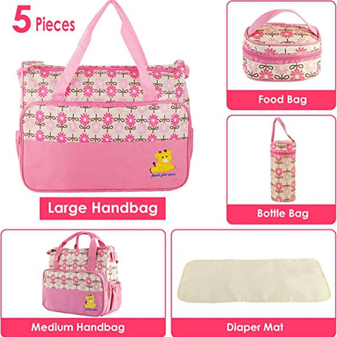 5PCS Baby Nappy Diaper Bags Set, Mummy Diaper Shoulder Bags