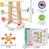 Qilay Wooden Race Track Toddler Toys - Wooden Car Ramp Racer Set with 4 Balls & 5 Race Tracks for Kids