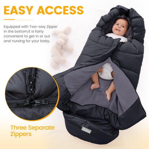 Orzbow Universal Footmuff for Stroller, Waterproof Winter Baby Bunting Bag, Black